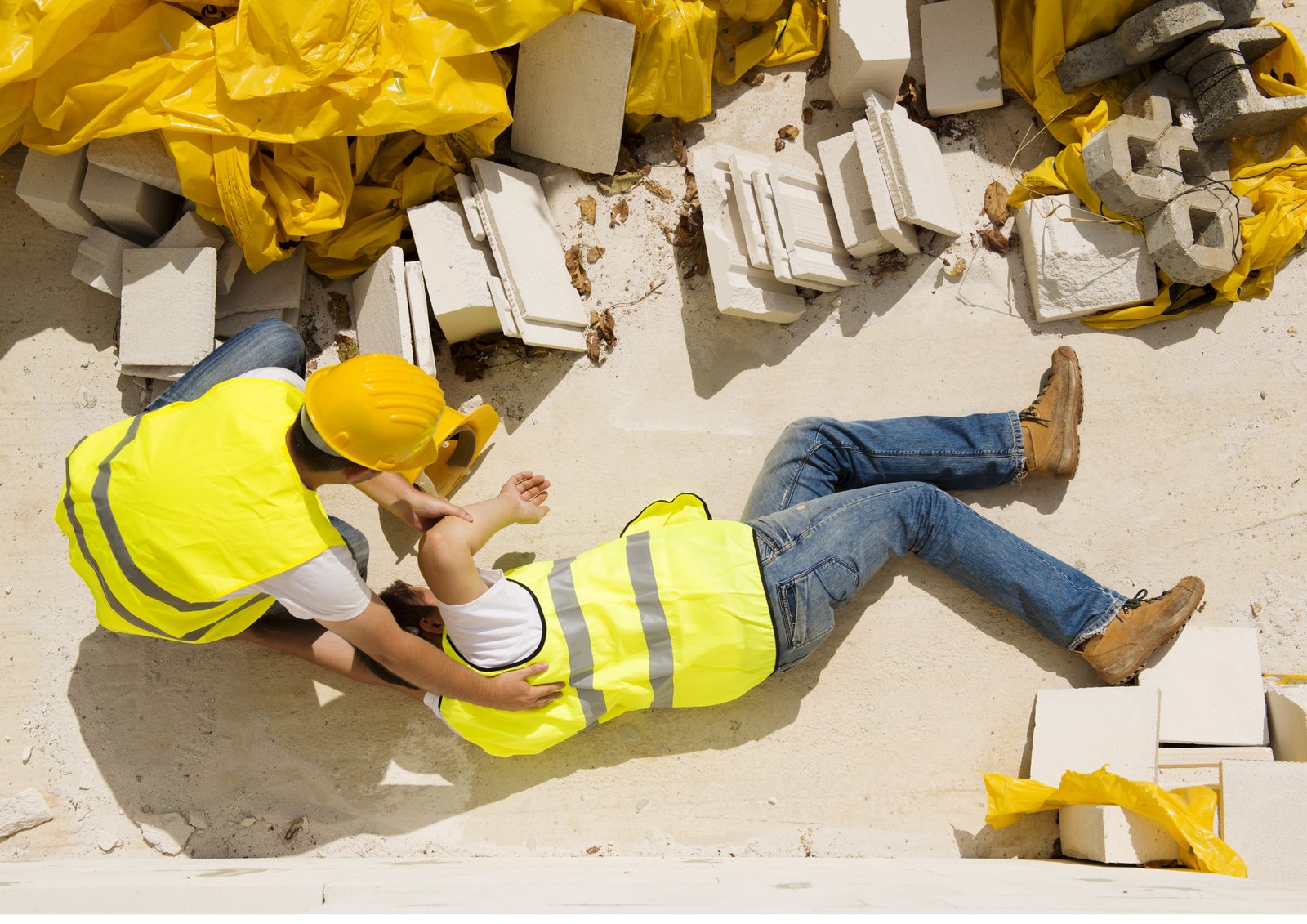 Zone de chantier sécurisée après un accident du travail